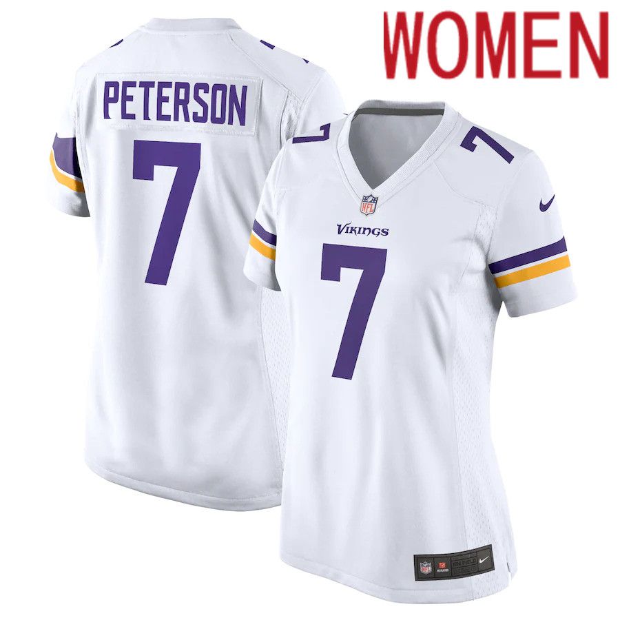 Cheap Women Minnesota Vikings 7 Patrick Peterson Nike White Player Game NFL Jersey